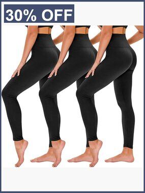 3 Pack High Waisted Leggings with Pockets Tummy Control Yoga Pants